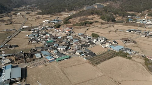 Countryside Rural Fields in Winter, South Korea photo