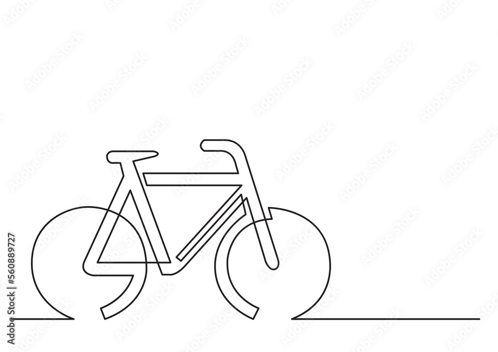 continuous line drawing bicycle sign - PNG image with transparent background