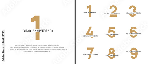 set of anniversary logo style gold and black color on white background for celebration