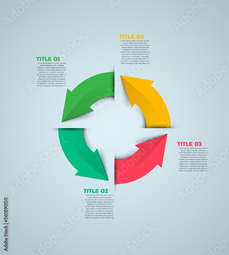 Vector circle arrows infographic. Modern infographic template. Abstract diagram with 4 steps, options, parts, or processes. Vector business template for presentation. 