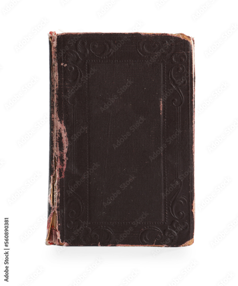 Closed old hardcover book isolated on white Closed old hardcover book isolated on white