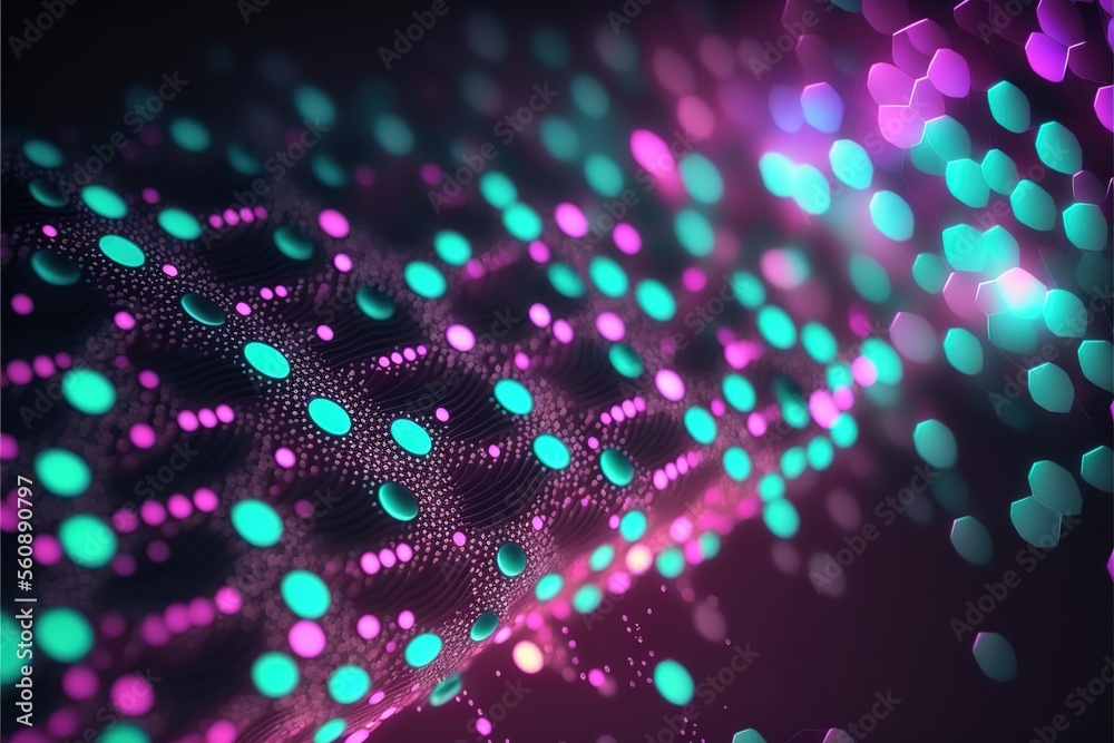 Connected glowing 3d grid, digitalization, wave, network   created with generative ai technology