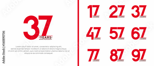 set of anniversary logo style red and black color on white background for special moment