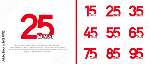 set of anniversary logo style red and black color on white background for special moment