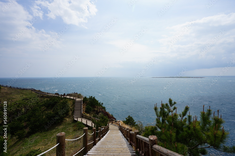 fascinating walkway at seaside cliff