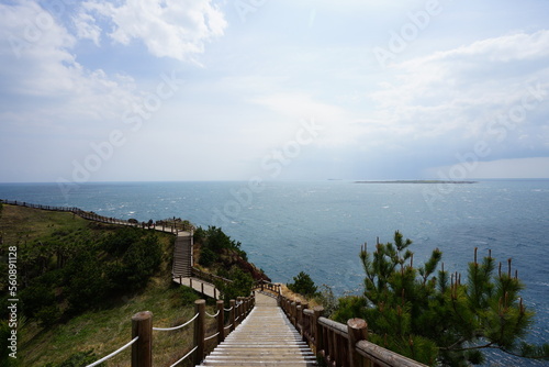 fascinating walkway at seaside cliff