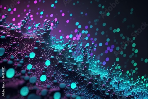 Connected glowing 3d grid, digitalization, wave, network   created with generative ai technology © Picture Office