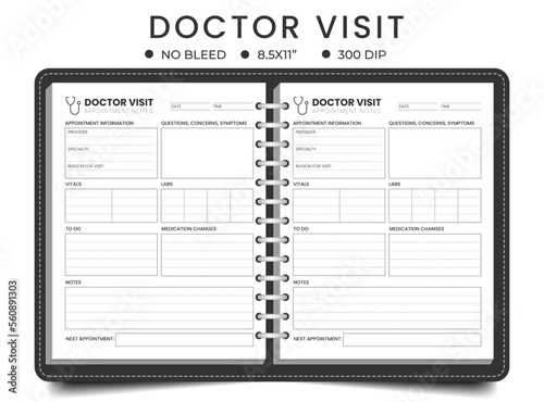 Doctor visit logbook or planner  kdp interior 