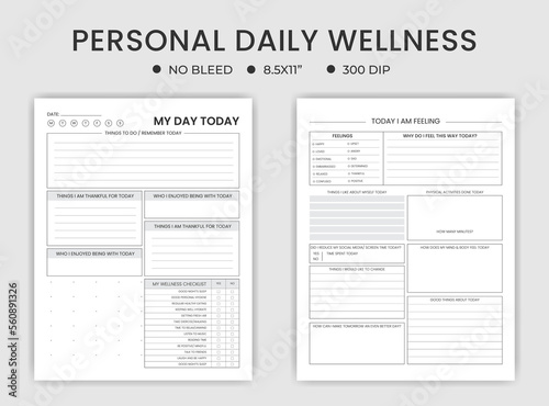 Personal daily wellness planner or logbook  kdp interior  photo