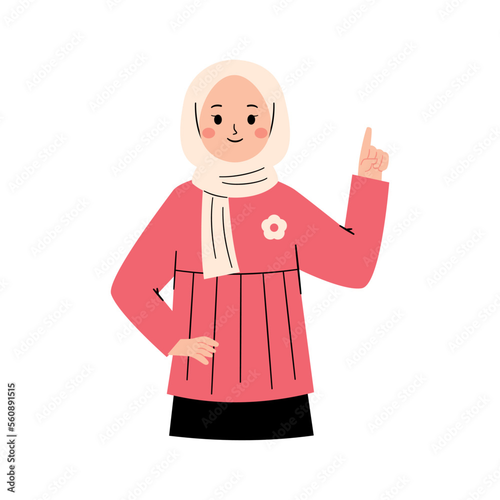 Muslim woman with pointing finger Muslim woman with pointing finger