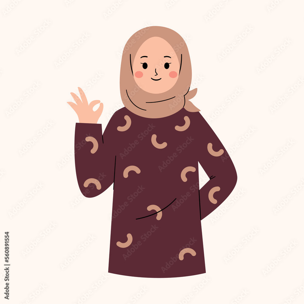 Muslim woman with ok finger Muslim woman with ok finger