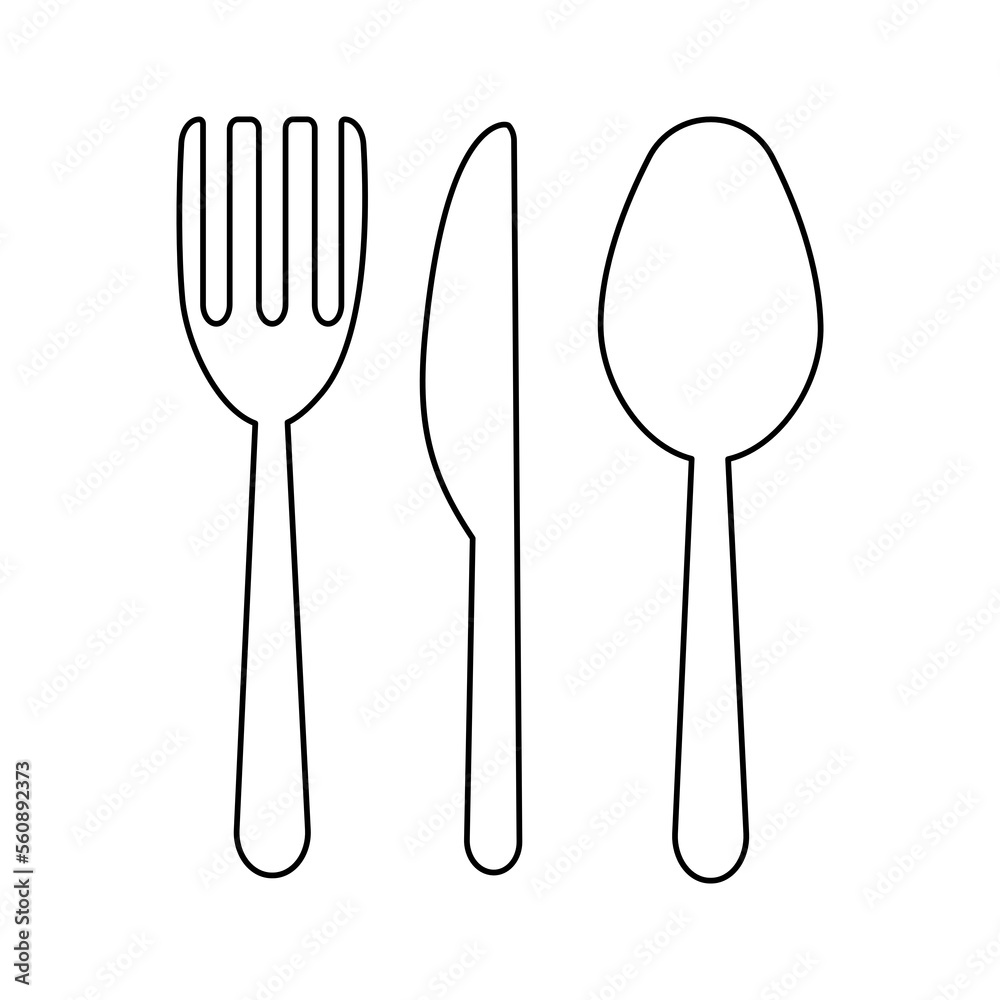 Fork knife and spoon icon on transparent background. Stock Illustration ...