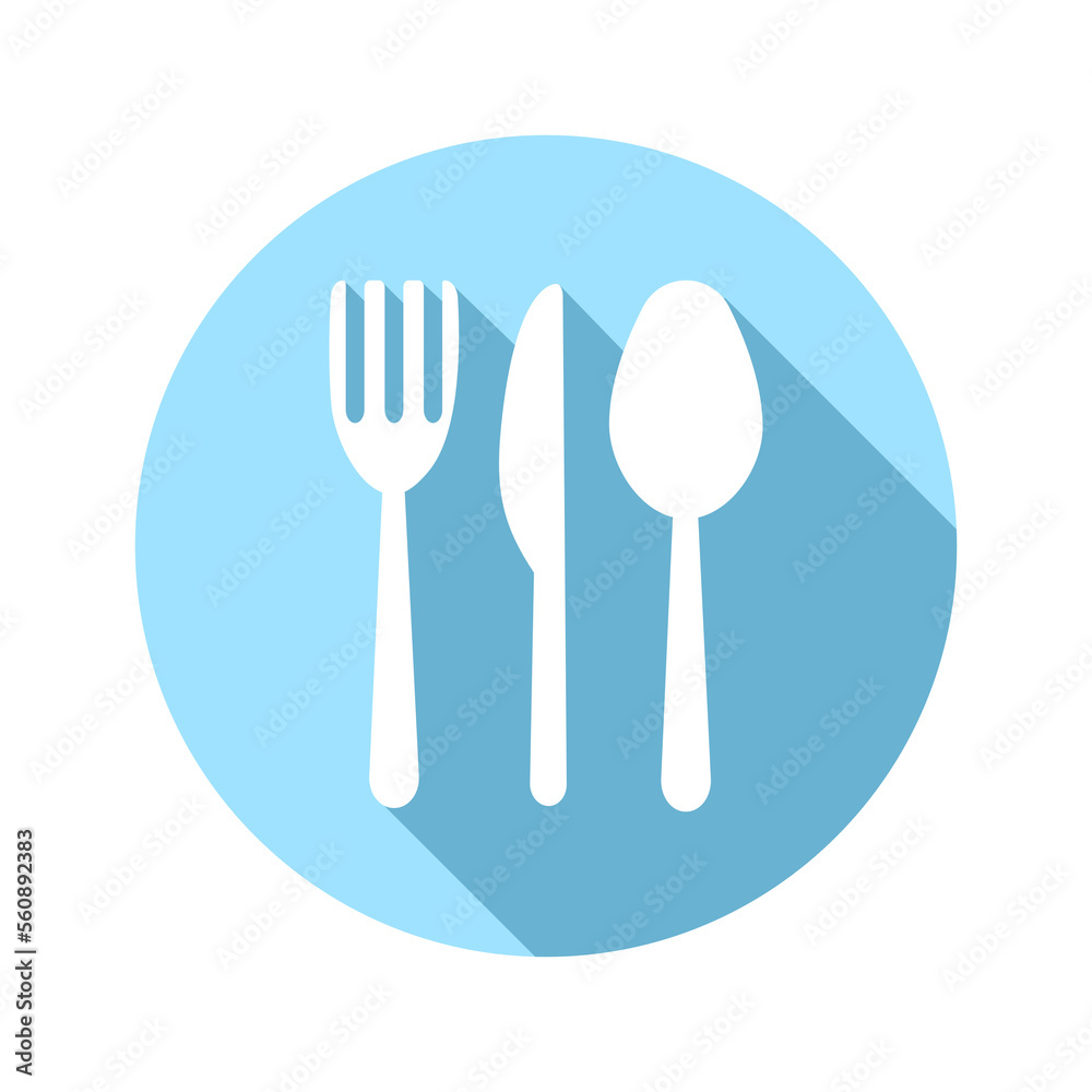 Fork knife and spoon circle icon on transparent background. Fork knife and spoon circle icon on transparent background.