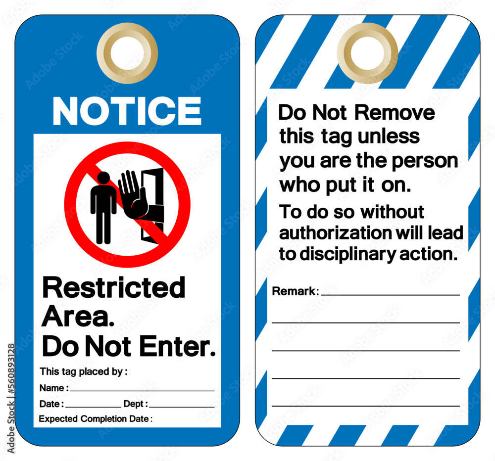 Entry Prohibited Rotulo Vetor de Notice Restricted Area Do Not Enter Tag Template Label Symbol ...