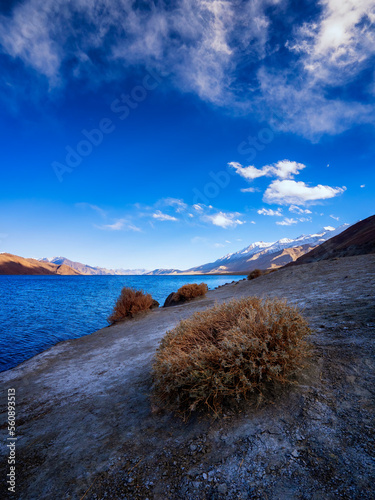 sunset over the Pangong lake