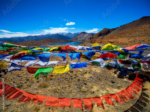 prayer flags in the mountains of Ladakh, India