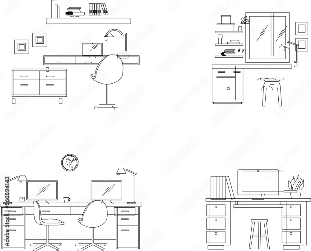 Open Space Office Workplaces Outdoors Tables Chairs Vector Illustration In  A Sketch Style Stock Illustration - Download Image Now - iStock