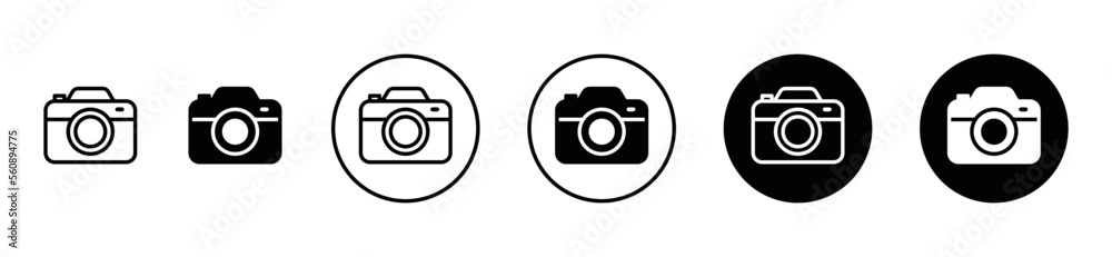 Camera icon set. Camera icon buttons in circle symbol. Photo camera sign. Camera photography in flat and outline style for apps ad websites, vector illustration Camera icon set. Camera icon buttons in circle symbol. Photo camera sign. Camera photography in flat and outline style for apps ad websites, vector illustration
