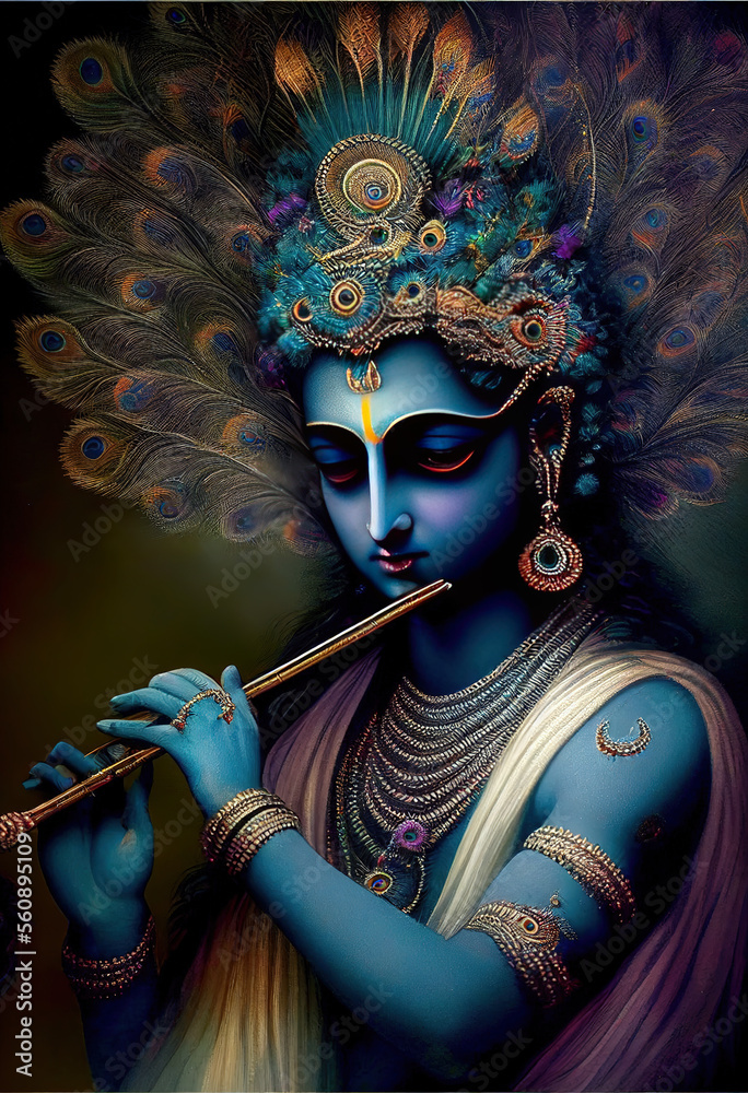 Beautiful Lord Krishna, AI Stock Illustration | Adobe Stock