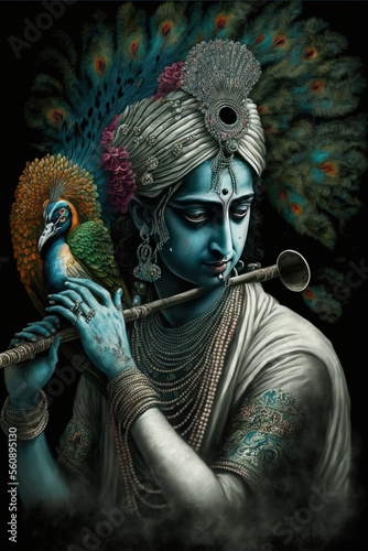 Beautiful Lord Krishna, AI