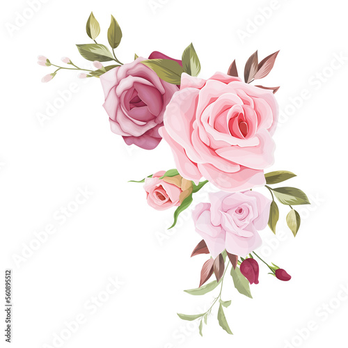 beautiful hand drawn magenta and pink flower floral bouquet