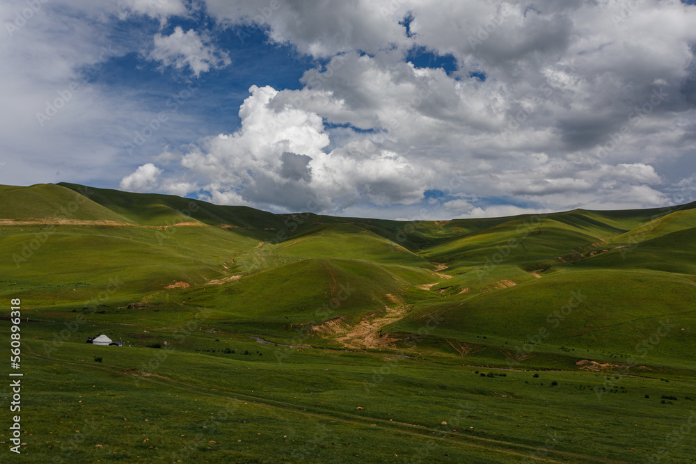 landscape with mountains and clouds