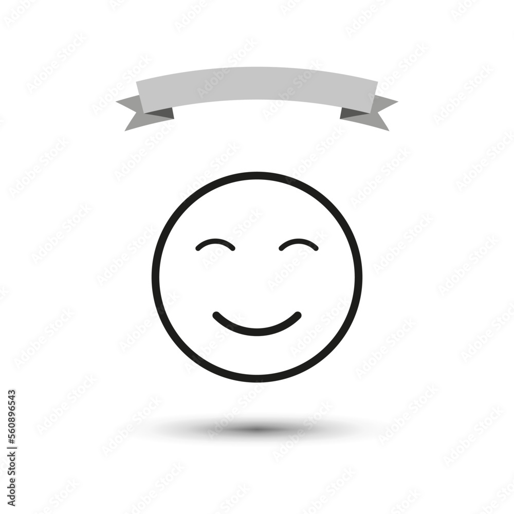 Black smiley banner icon. Smile face. Vector illustration. Stock Vector