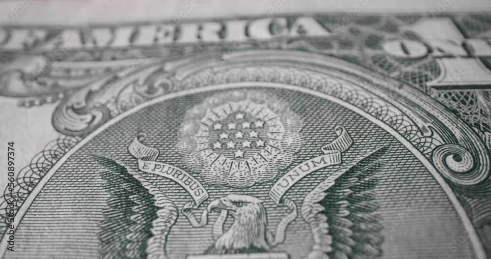 Back side of Detailed USA Dollar shot. United states money macro, probe footage.