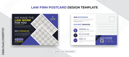 Corporate business Law Firm agency postcard template