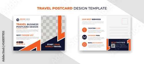 creative business travel agency banner postcard and social media post design