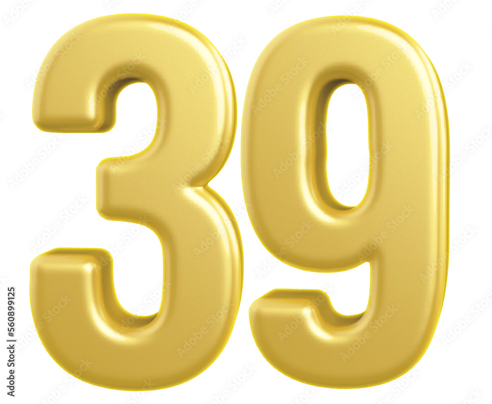 3d gold modern number 39 with generative AI 3d gold modern number 39 with generative AI