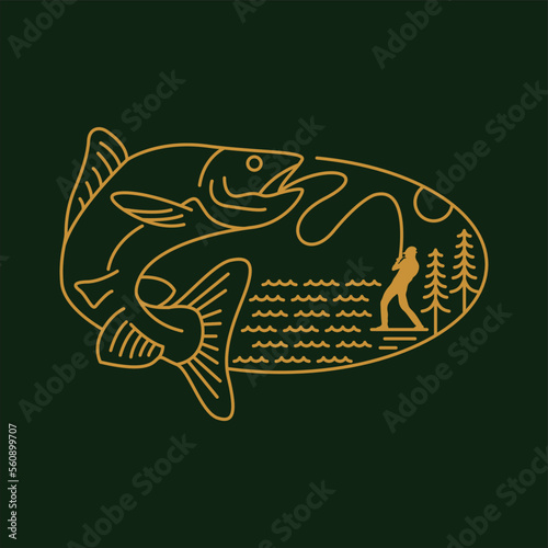 Wild Angler Fishing Getting River Fish