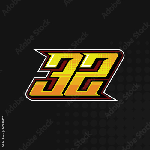 Race Number 32 logo design vector