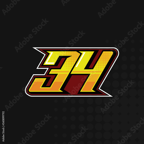 Race Number 34 logo design vector