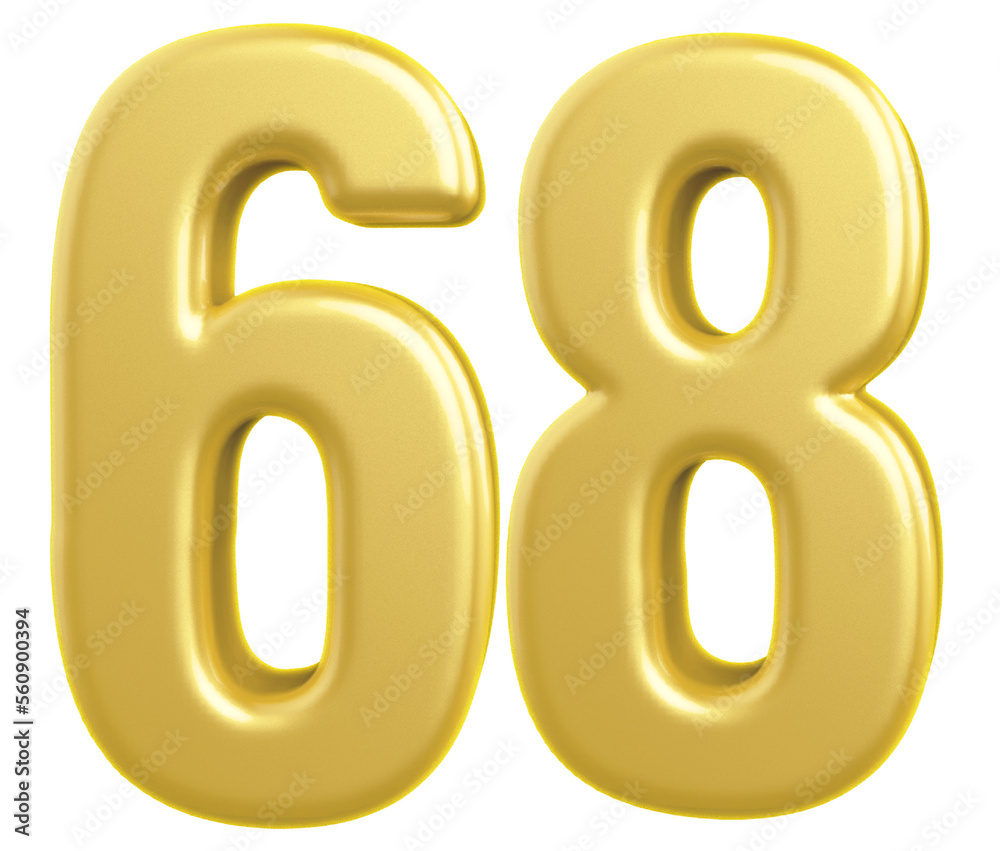 3d gold modern number 68 with generative AI 3d gold modern number 68 with generative AI