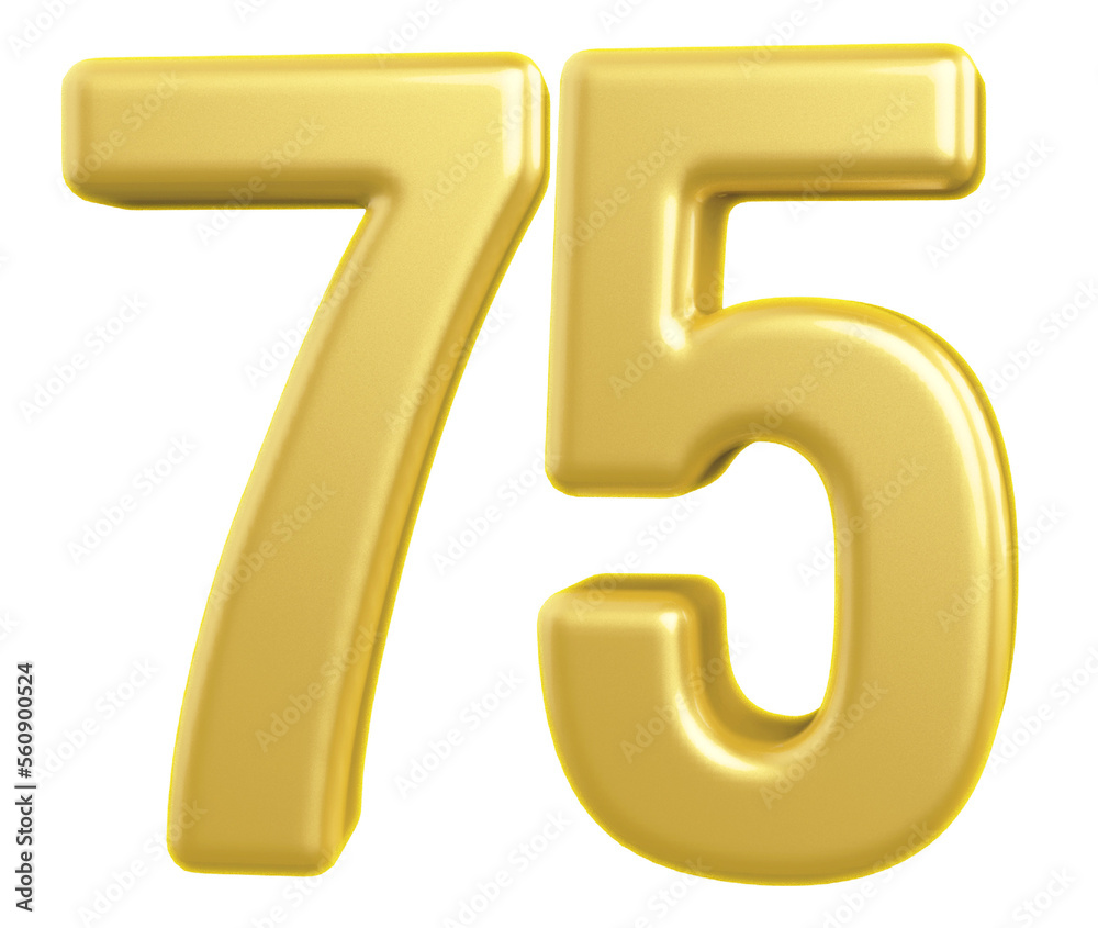 3d gold modern number 75 with generative AI 3d gold modern number 75 with generative AI