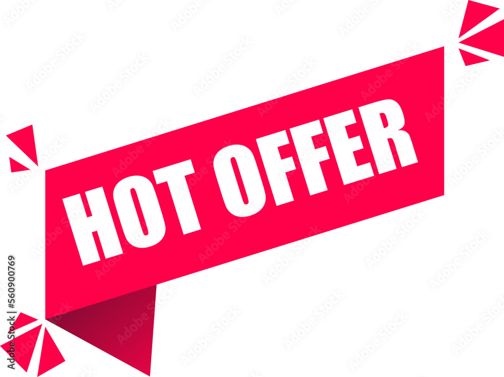 Obraz premium Hot offer banner - flat label design. Vector illustration isolated on white background..eps