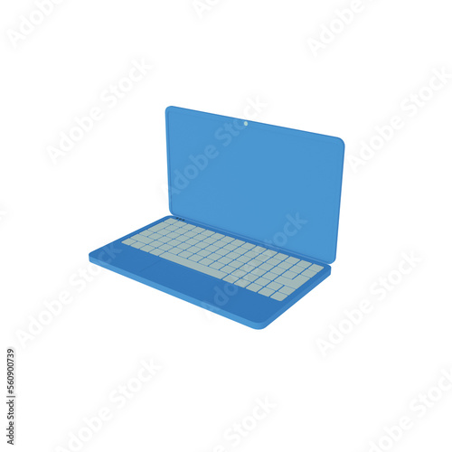 Minimal laptop isolated on white background. 3D rendering.