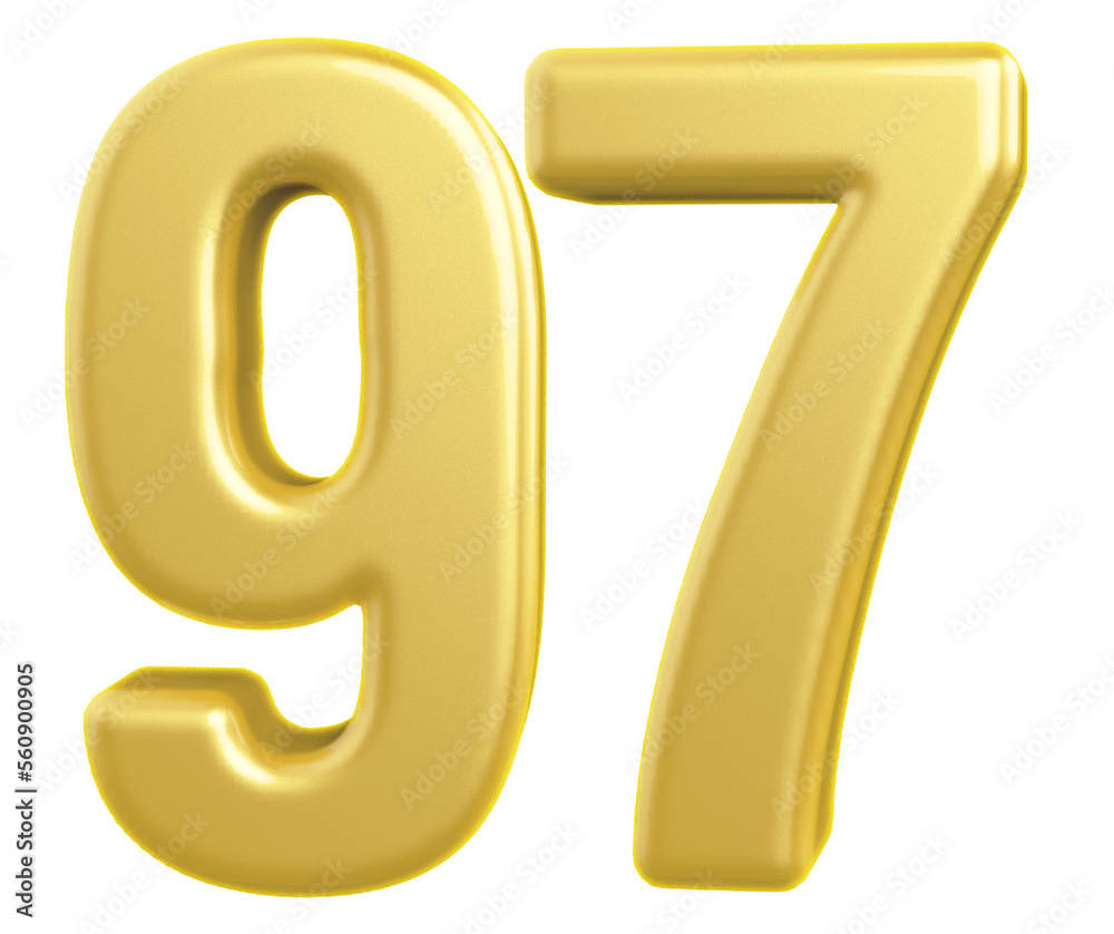 3d gold modern number 97 with generative AI 3d gold modern number 97 with generative AI