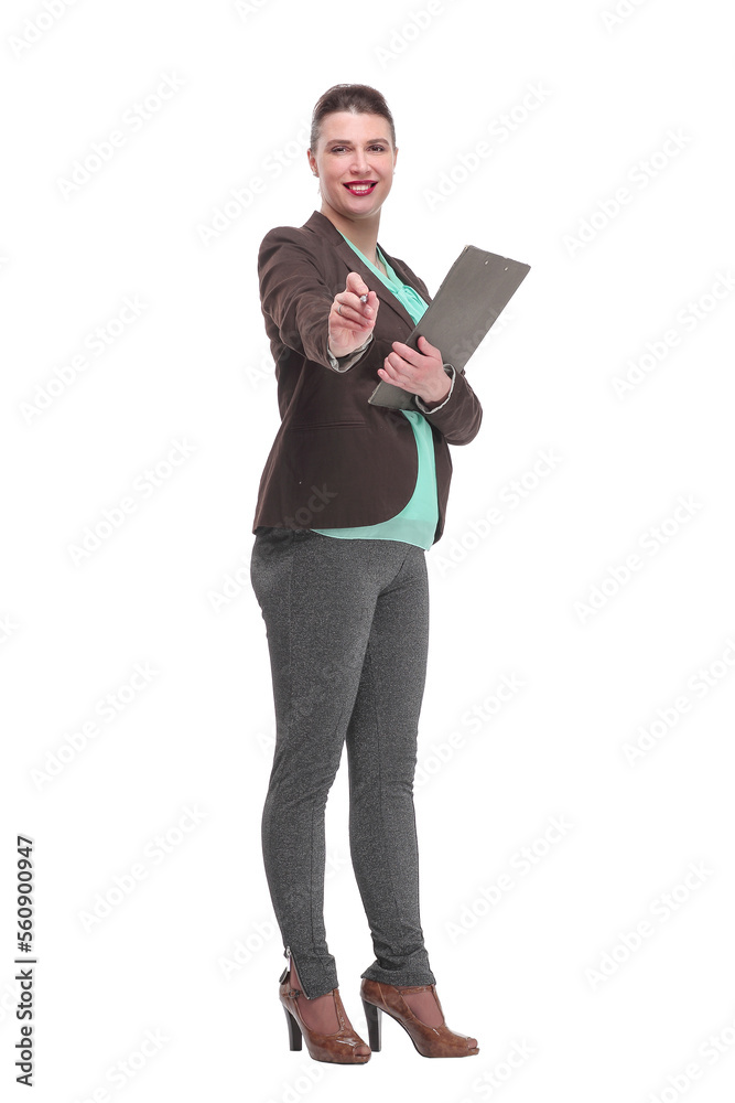 Portrait of smiling businesswoman with pen and clipboard Portrait of smiling businesswoman with pen and clipboard