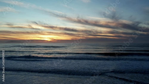Drone sunset over the sea west coast