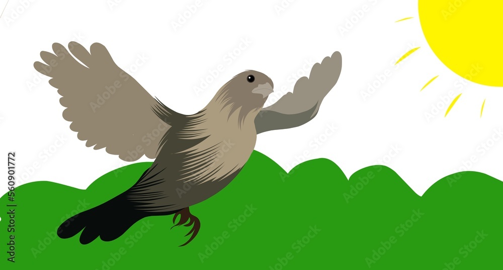 Naklejka premium illustration of a beautiful bird dancing in the air