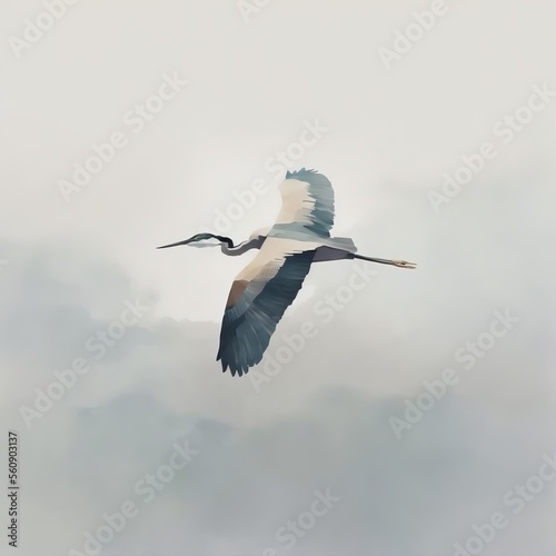 Canvas-taulu great blue heron in flight