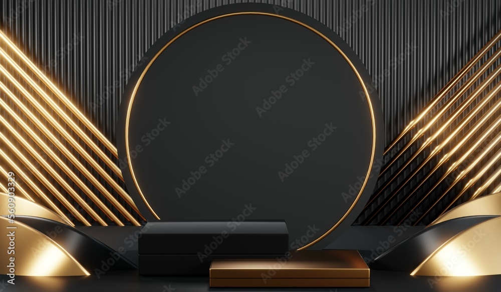 3D rendering of black podium background for black friday product on podium 3D rendering of black podium background for black friday product on podium