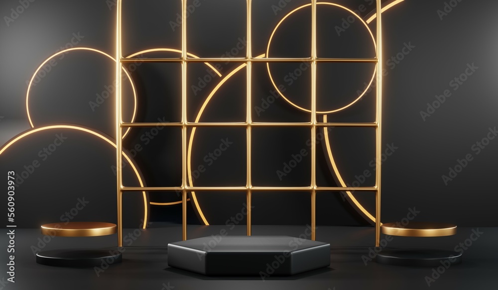 3D rendering of black podium background for black friday product on podium 3D rendering of black podium background for black friday product on podium
