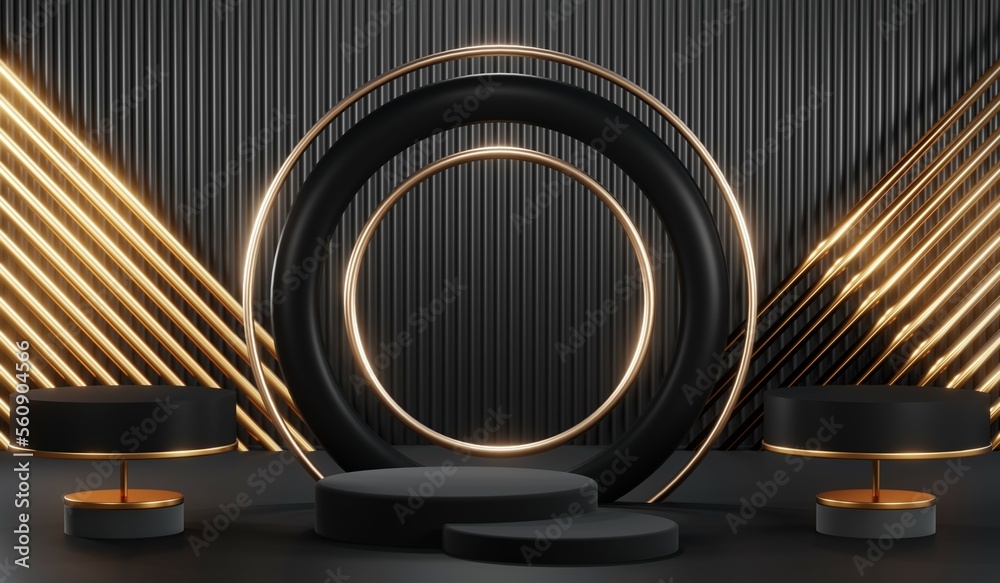 3D rendering of black podium background for black friday product on podium 3D rendering of black podium background for black friday product on podium