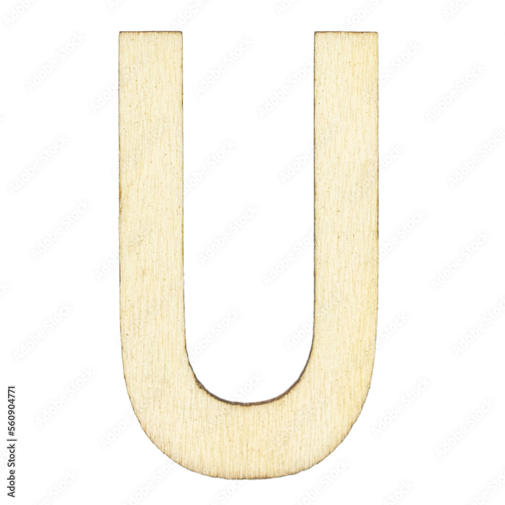 letter U of wood with wooden texture letter U of wood with wooden texture