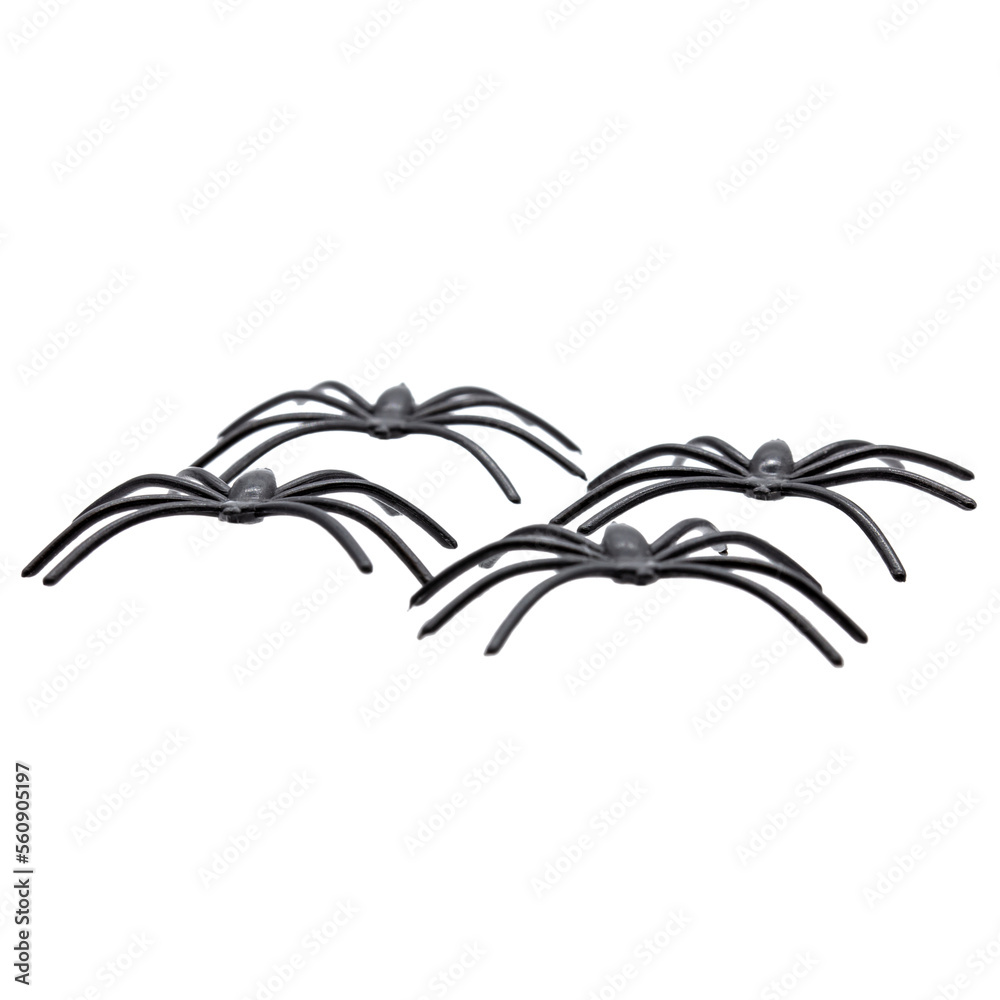 a group of black plastic spiders a group of black plastic spiders