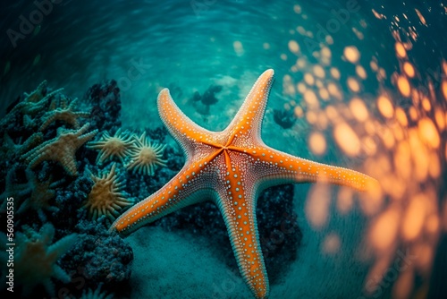 Starfish underwater on a ocean floor © gungayu