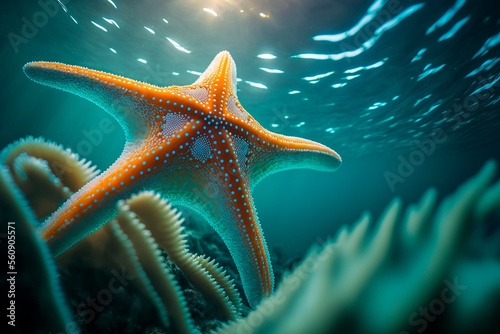 Starfish underwater on a ocean floor photo